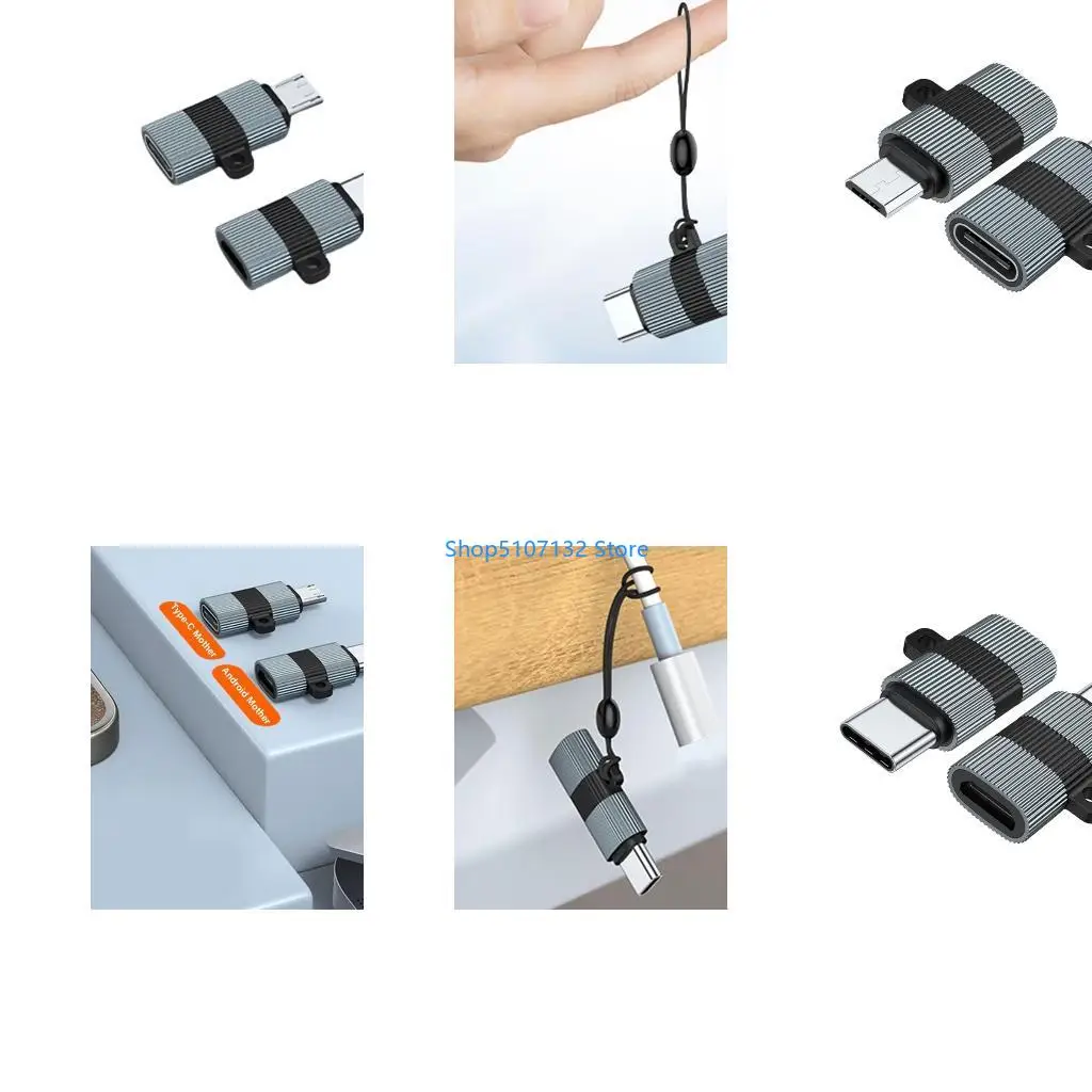 87HD MicroUSB to Type C Adapter, MicroUSB Male to Type C Female Connectors 480Mbps Transfer Speed for Data Transfer and Charging