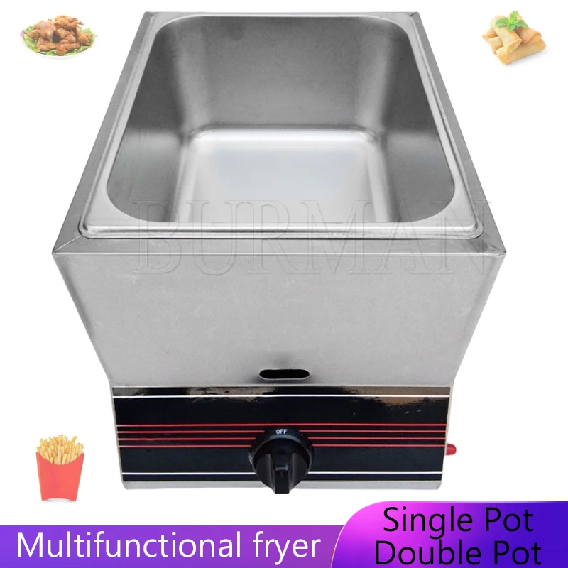 Commercial Stainless Steel Professional Kitchen Restaurant Gas Powered Deep Fryer With Temperature Control