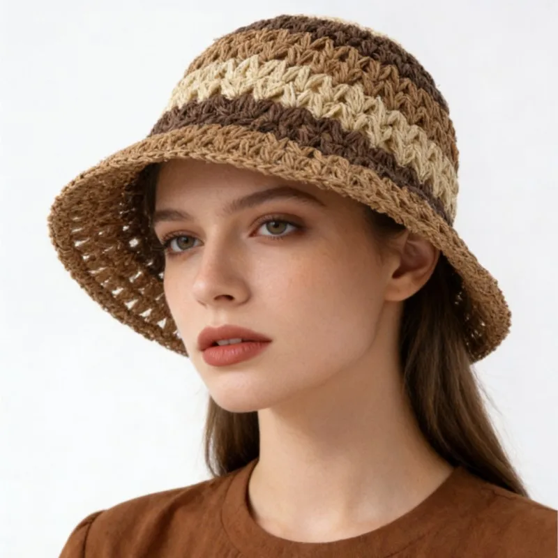 woven hats for outings bucket wide-brimmed that show off your face woolen fisherman versatile