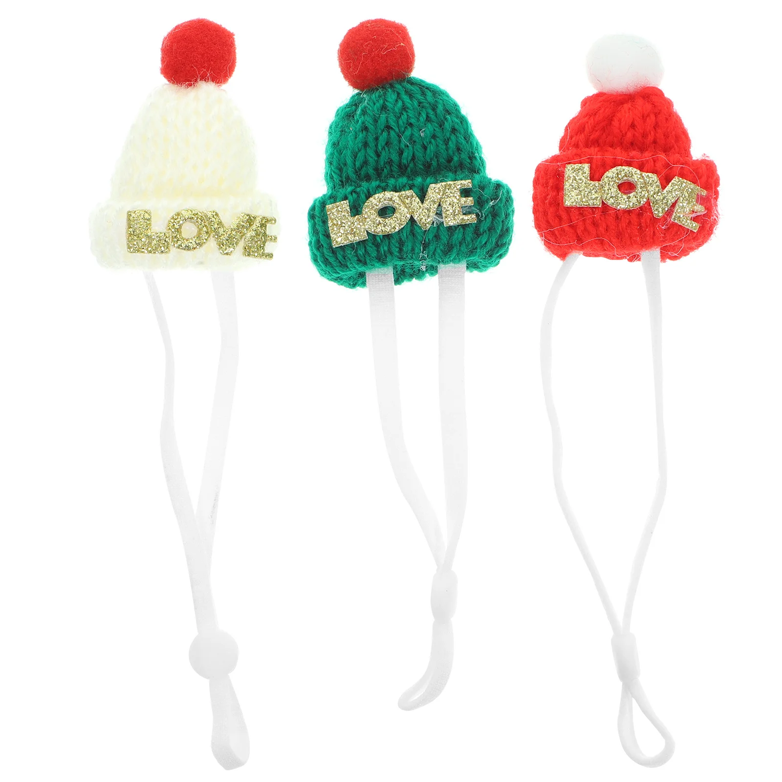 

3Pcs Christmas Hat Adjustable Comfortable Design Small Pet Hat for Rabbit Ferret Reptile Holiday Photo Prop Ornament Supply