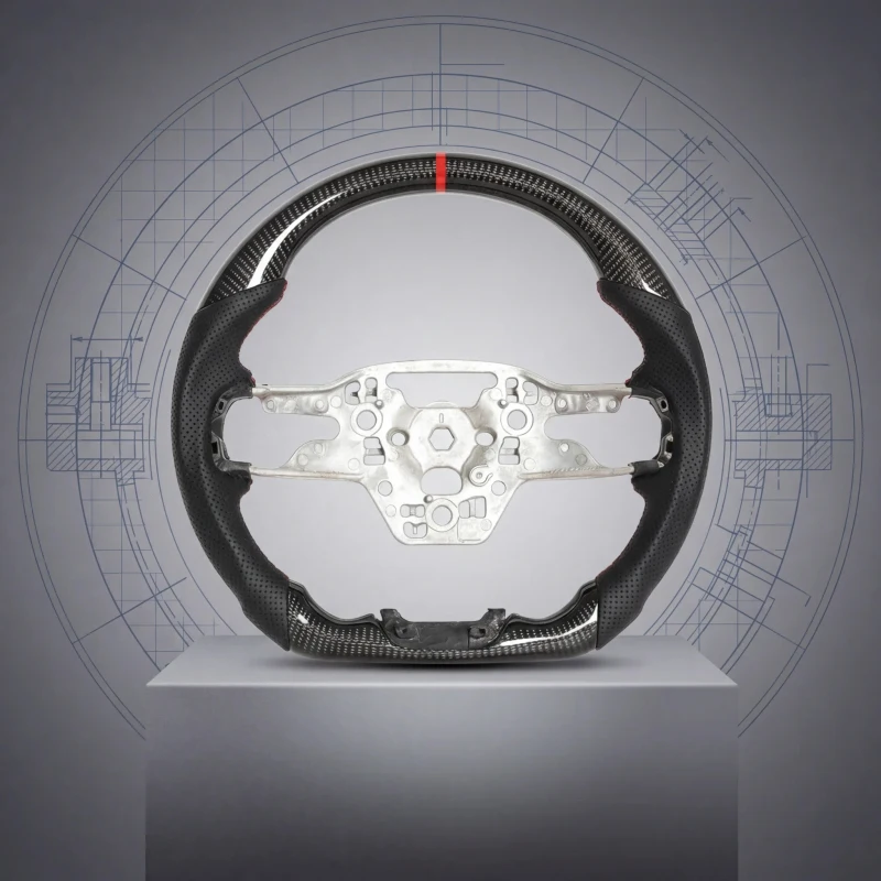 

Custom Leather Carbon Fiber Sports Steering Wheel with 3 Spokes and 40mm/35mm Grip Sizes