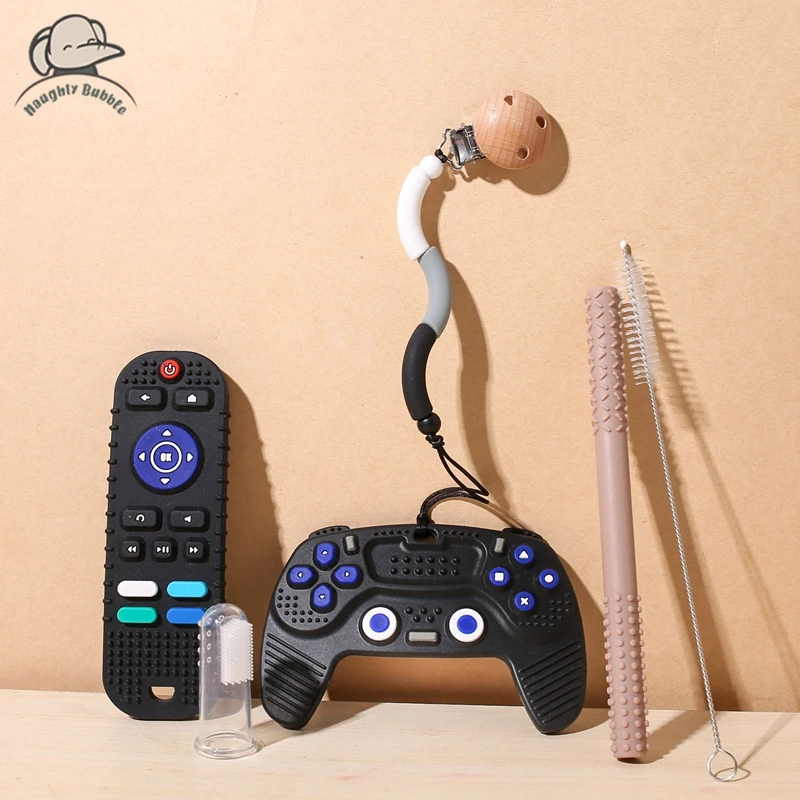 1pc silicone bebê mordedor tv controle remoto forma mordedor roedor goma alívio da dor dentição brinquedo crianças sensorial brinquedo educativo presente