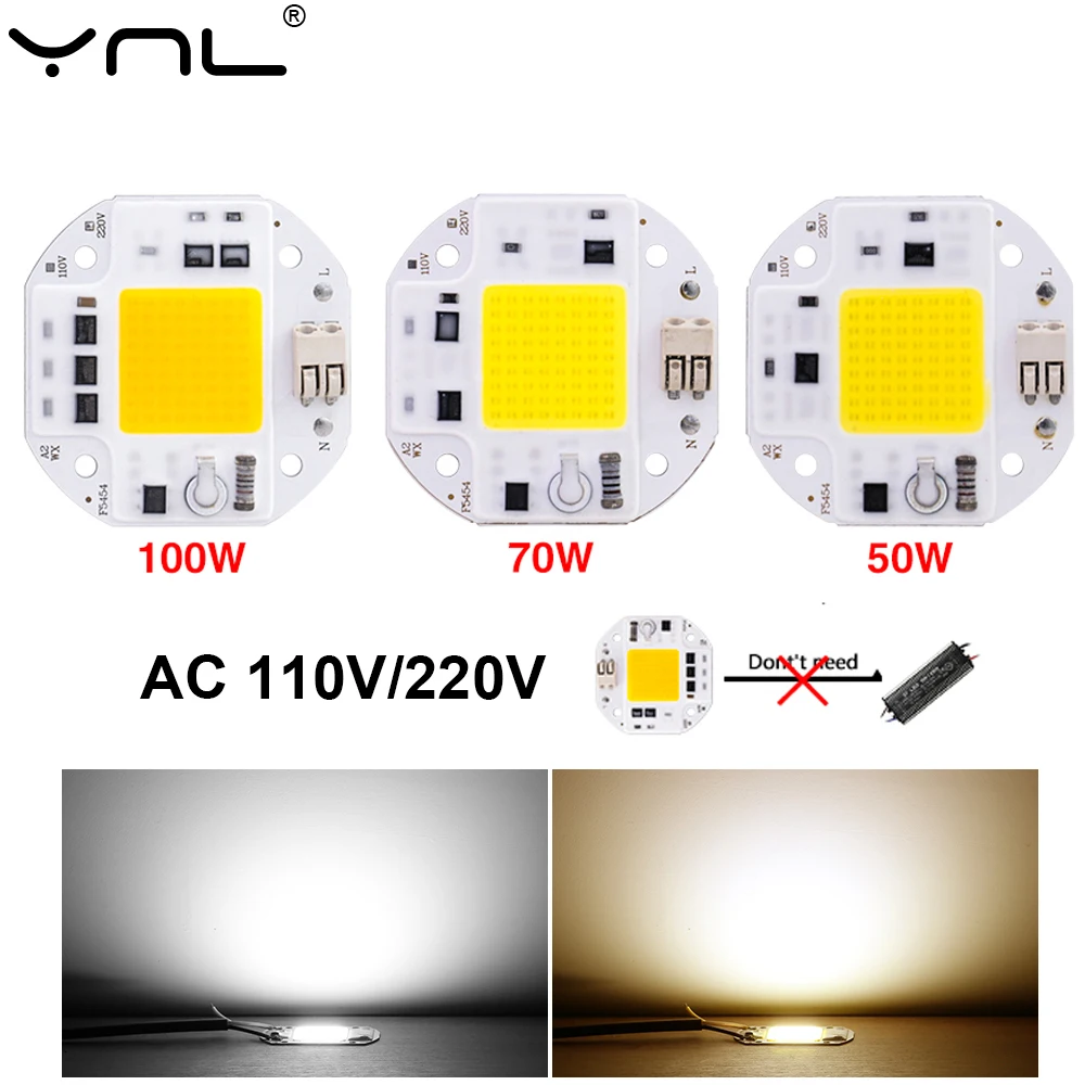 

COB Lamp Chip 50W 70W 100W Smart IC No Need Driver 110V 220V COB Bulb Light Chip DIY Floodlight Welding Free Diode For Spotlight