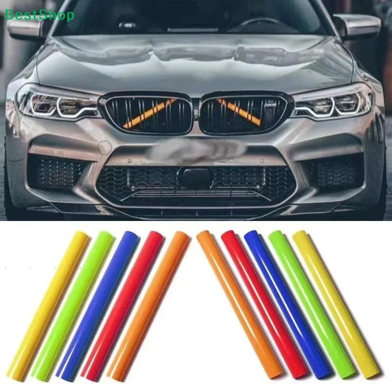 2Pcs Universal Multicolor Car Front Grille Trim Strips Waterproof Easy Installation Perfect For Exterior Styling