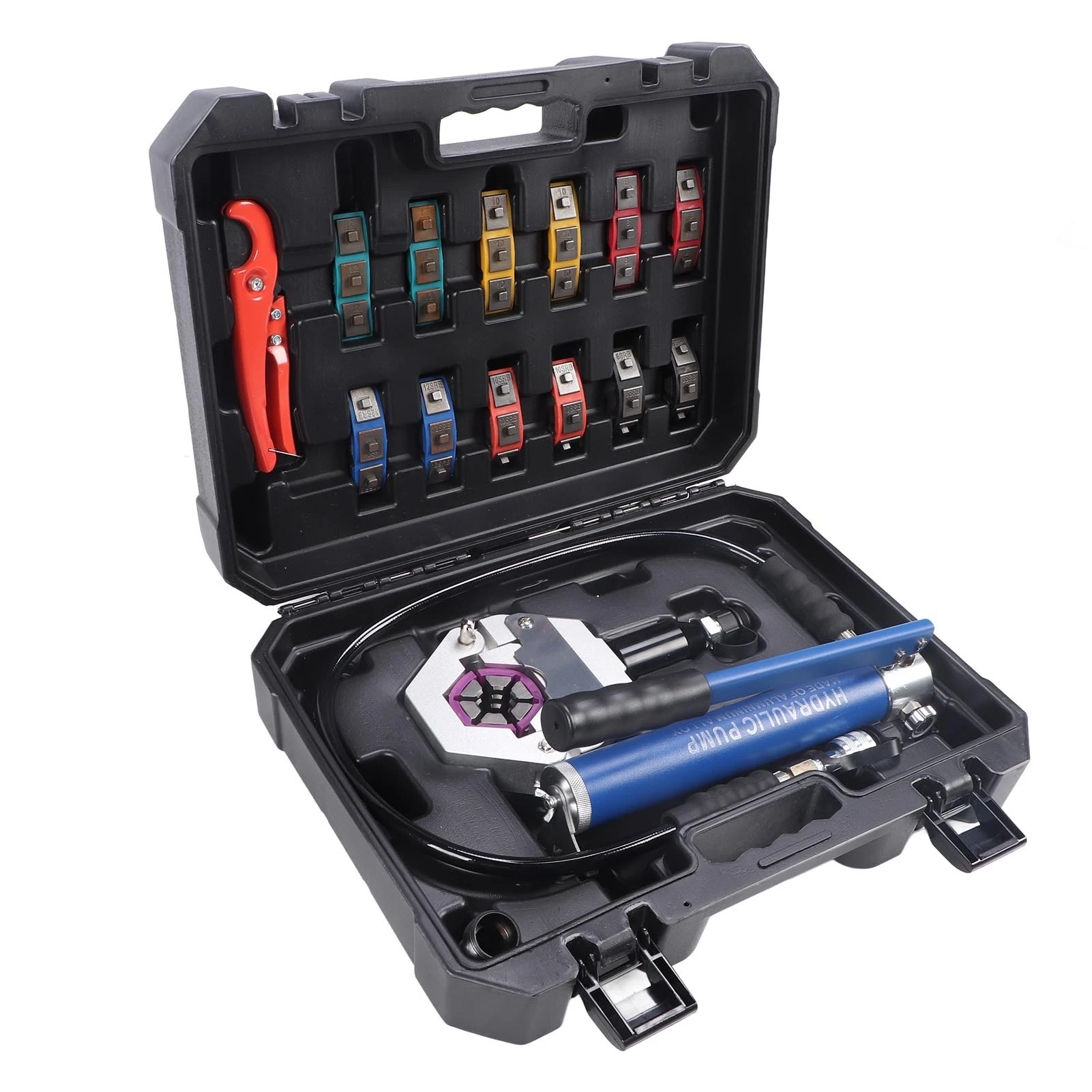 Manual Hydraulic Hose Crimper with Pump Air Conditioner Repair Maintenance Tool for Metal Hose Crimping