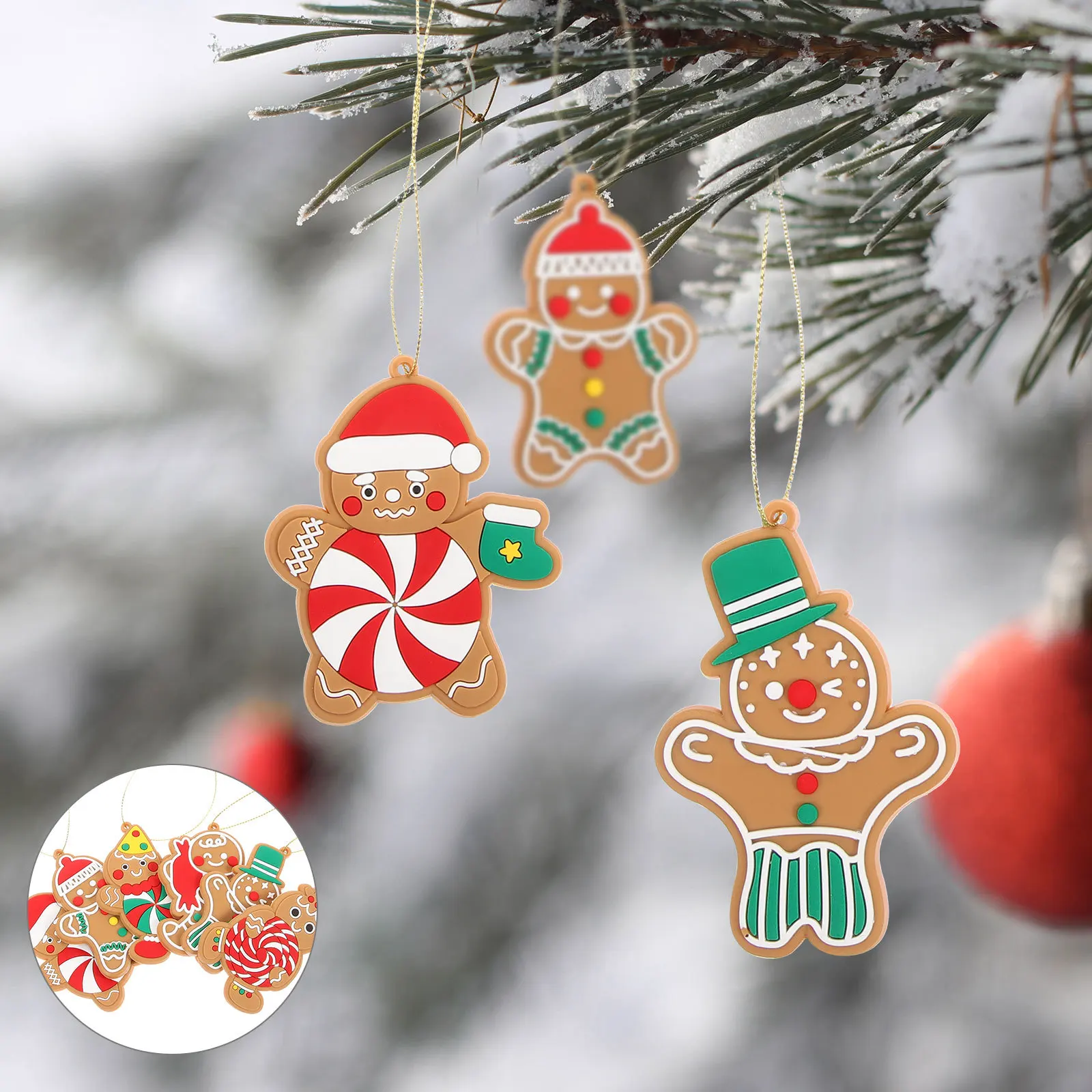 

12Pcs Gingerbread Man Hanging Xmas Ornaments Christmas Tree Decoration Holiday Party Decor Xmas Tree Pendant Hanging Decor