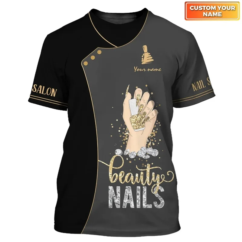 1 Piece Custom Your Picture Nail Artist Personalized Tee Shirt Manicurist Gift Nail Pattern 3D Printed Summer Unisex Casual T Sh