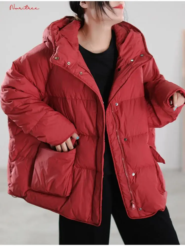 Piumini d'anatra di grande qualità cappotti invernali da donna con colletto sottile e cappuccio piumini da donna più spessi giacca calda Fluffy parka wy1800