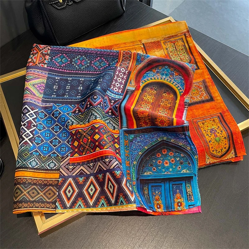 

Women Silk Scarf 2025 Small Cotton Neck Scarves For Ladies New Luxury Brand Handkerchief Square Bag Scarfs Female Head Bandana