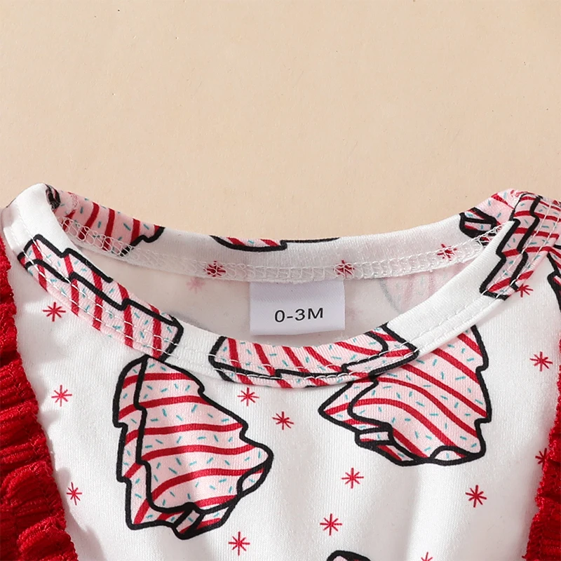 رومبير كريسماس للفتيات الصغار ، فستان طفل صغير ، طباعة شجرة عيد الميلاد سروال قصير ، بدلة جسم خريفية تنحنح تنورة مع عصابة رأس ، من 0 إلى 18 شهرًا