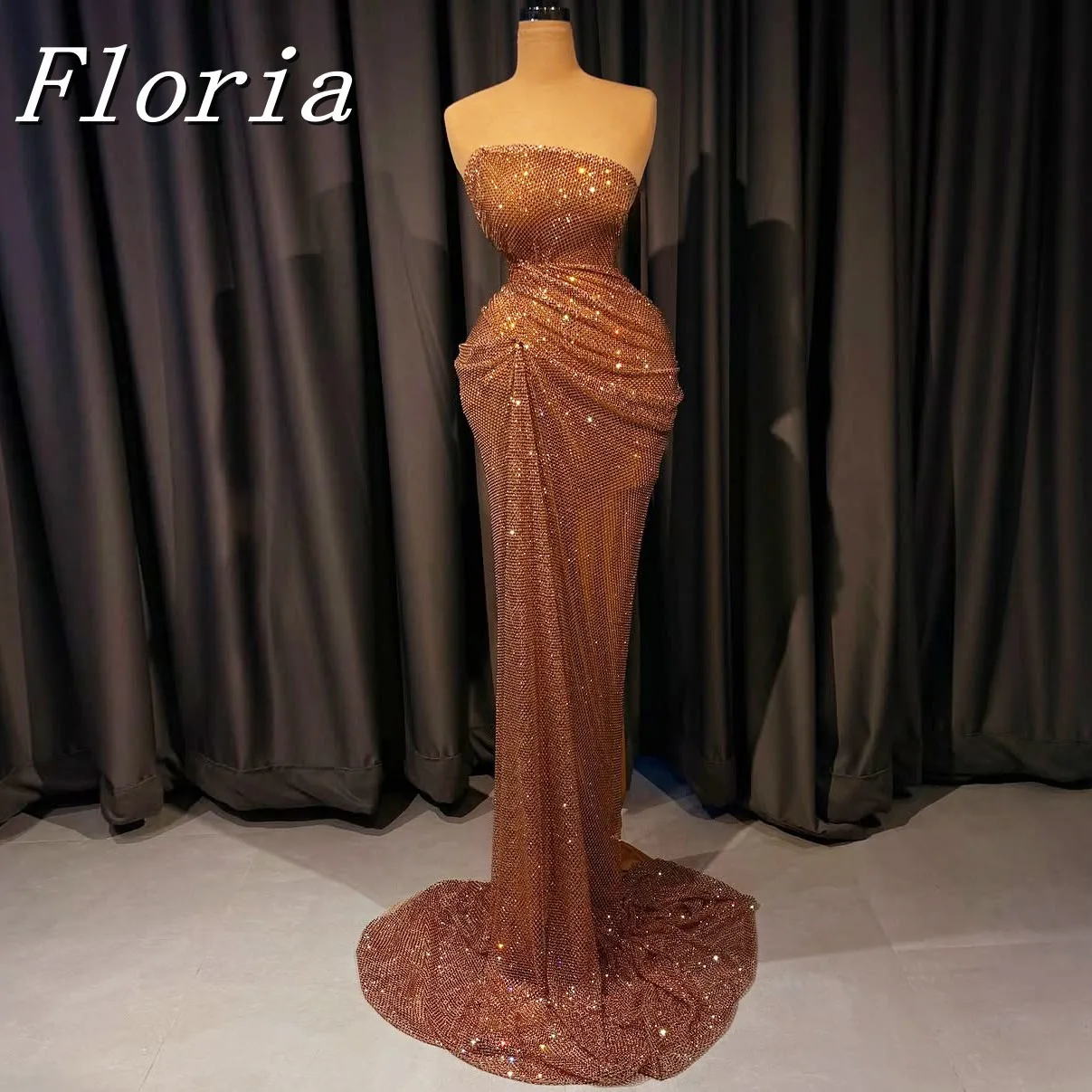 

Shiny Strapless Beaded Mermaid Evening Dress African Lace-Up Cocktail Gown Customizable Party Dress for Women 2025