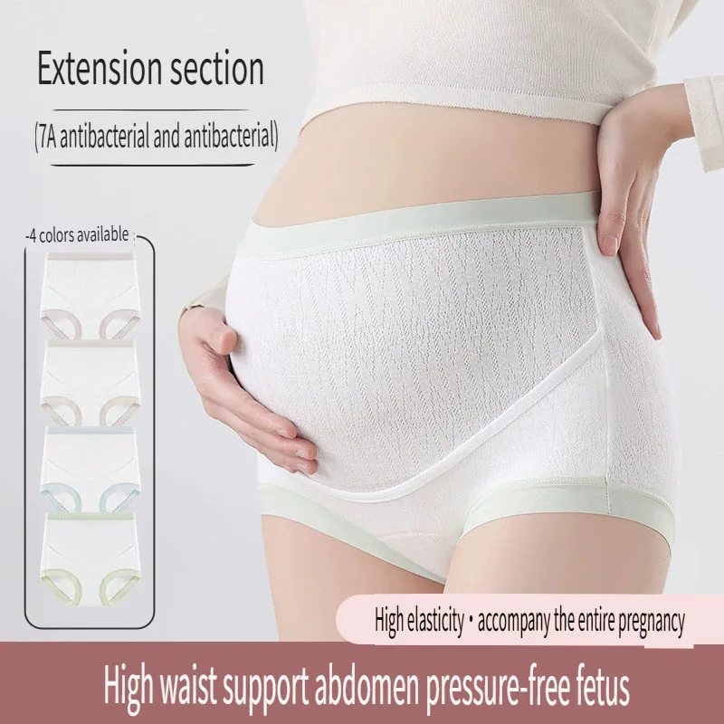 

Женские трусики для беременных больших размеров, хлопковое нижнее белье, короткие трусики для беременных с высокой талией от L до 2XL, регулируемый пояс