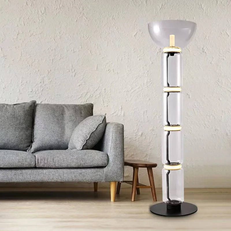 Lámpara de mesa con diseño de tubo de vidrio transparente, túnel ajustable de lujo, luz moderna, accesorios de iluminación decorativos para el suelo de la sala de estar.