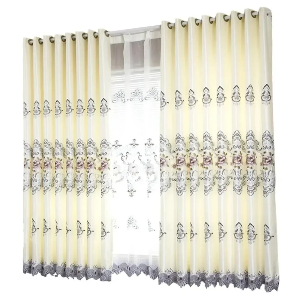 

Водорастворимая вышивка для гостиной, спальни, затемняющая вышивка, оконная занавеска, современный минималистичный европейский балкон