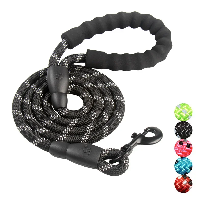 New Practical Chain Durable Large Dog Leash Firm Nylon Dogs Collars Leashes Strong Reflective Lead Rope for Big Medium Pets