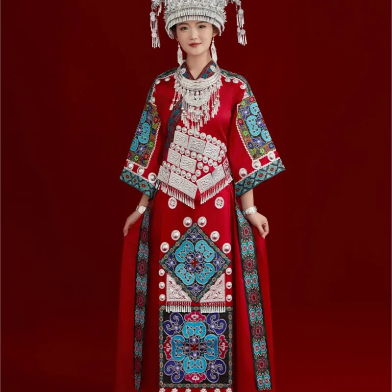 

New Miao clothing female minority adult village dress embroidery travel dance performance set