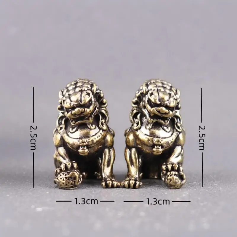 Chinesisches Messing-Löwen-Dekorationsstück, 1 Paar, Retro-Feng-Shui-Dekor für Zuhause, Schreibtisch, Büro, Teetisch, Geschenk – Detail 1