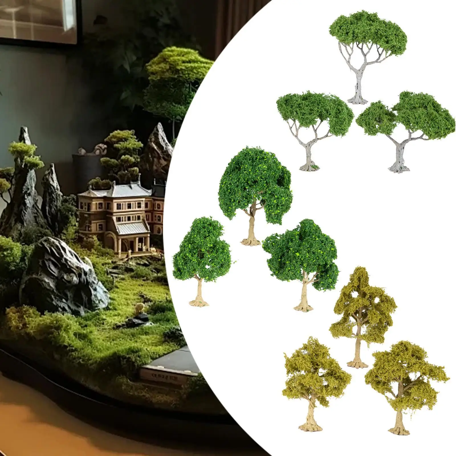 3 Pack of Model Trees for Railway Scenery and Miniature Display