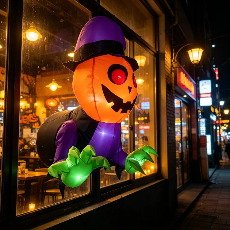 Halloween decorations broken window air model ghost pumpkin shape mall outdoor
