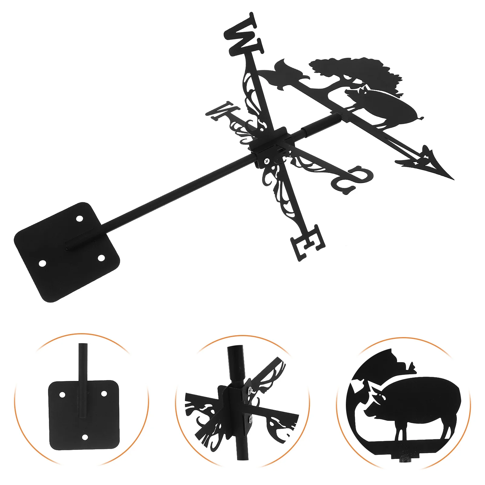 

Pig Weathervane Iron Wind Direction Indicator Roof Garden Outdoor Metal Yard Decoration Weather Vane Direction Wind Vane