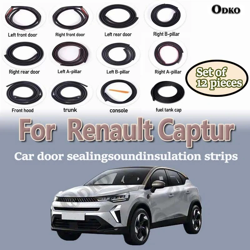 Car Door Seal Strip Rubber Noise Insulation Dustproof Seal Strip Not easy to Fall off For Renault Captur Car Accessories 12Pcs