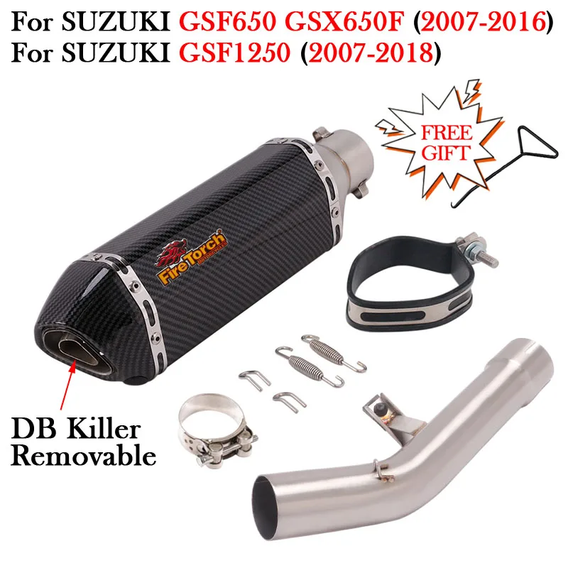 Motorcycle Exhaust System Muffler DB Killer Escape Moto Pipe For SUZUKI GSF650 GSF1250 GSX650F GSF 650 1250 GSX 650F 2007 - 2018