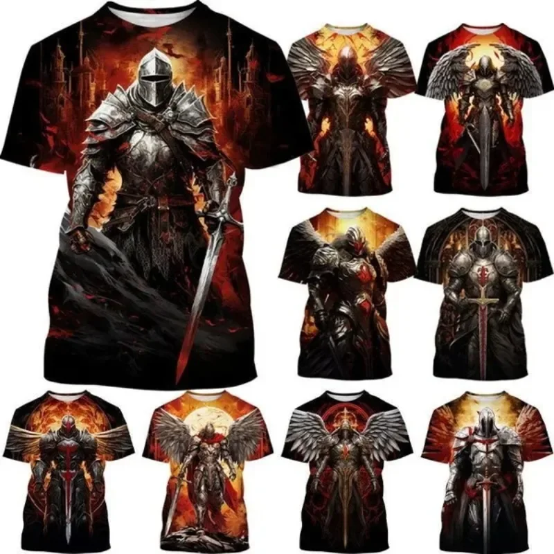 

Men's 3D Knight Print T-shirt, Street Fashion, Casual, Fun, Individual, Hip-hop, Cool