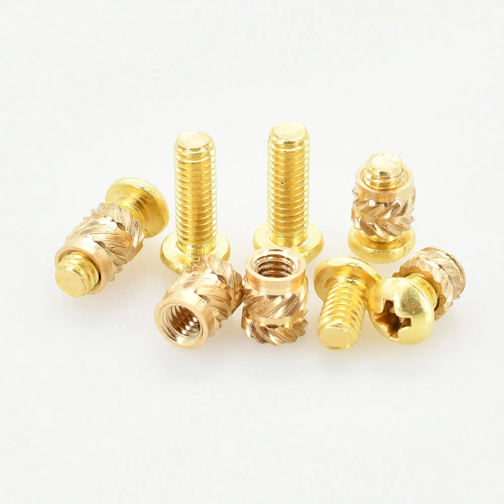 Brass Bolt Screw Kit Knurled Hot Melt Heating Insert Nuts Insertion 3D Printer Laptop Insertnut Set Copper Threaded Nut Inserts