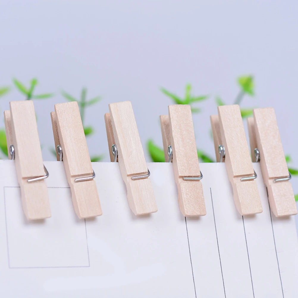 50Pcs 50x25MM Mini Wooden Clothes Photo Paper Peg Clothespin Craft Clips Arts-New