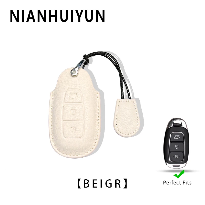 

Leather Car Remote Key Case Cover For Beijing Hyundai i30 ix35 ix25 7Elantra 3Buttons High-end Auto Key Protection Accessories