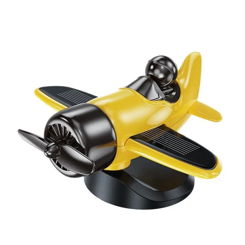 Solar Rotating Airplane Auto Dashboard Decor Ornament Portable Lightweight Auto Interior Accessory for Driver Gifts