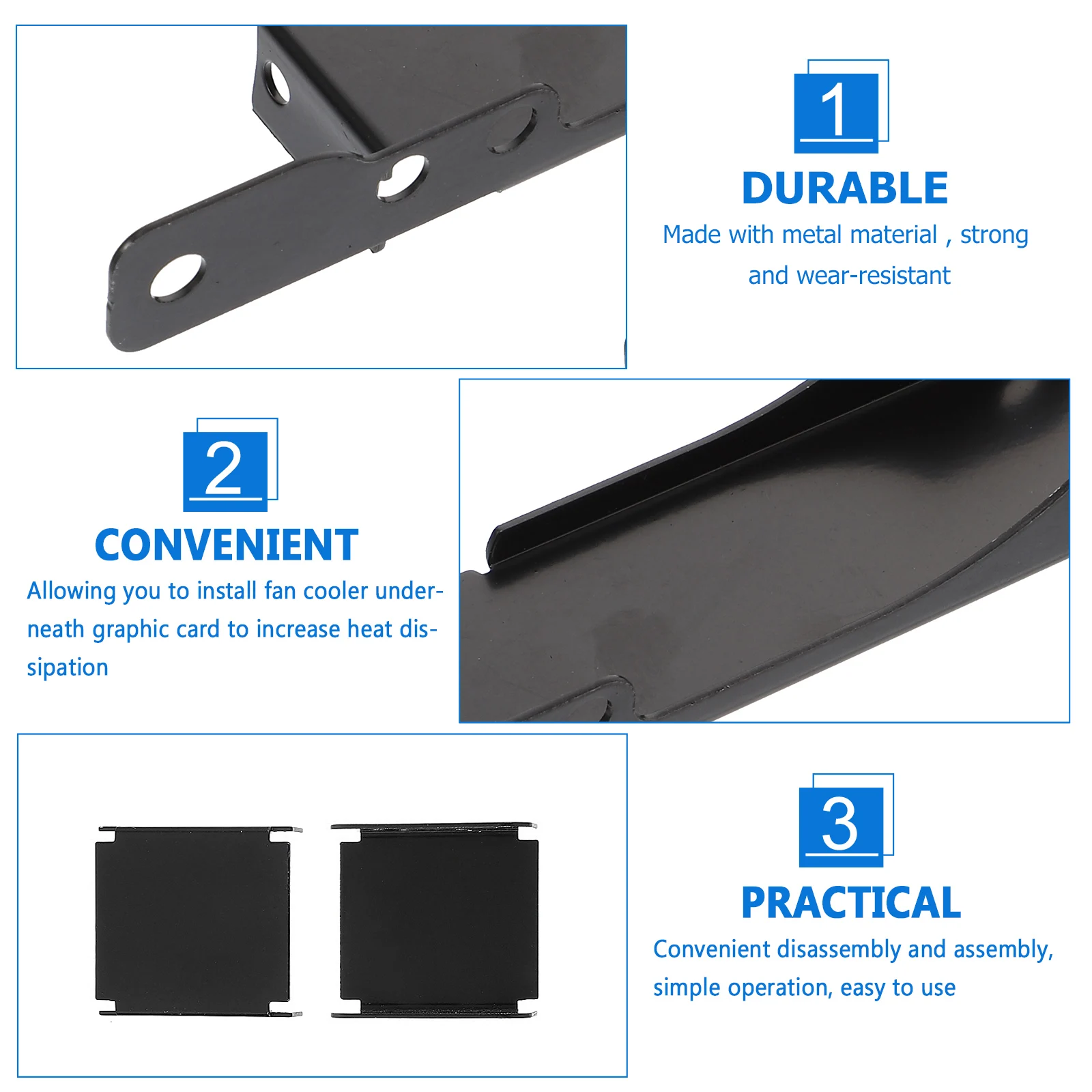 

Graphics Card Cooler Black Practical Fan Bracket Pci Slot Cover Radiator Kit Supports 8cm 9cm Fan Clips for Enhanced Cooling