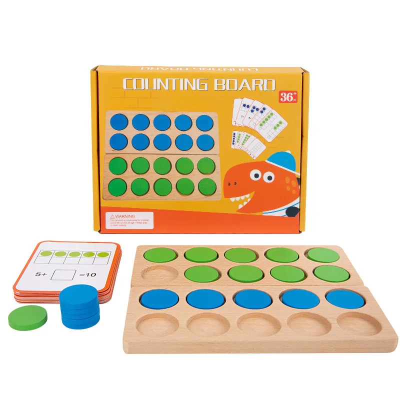 Wooden Montessori Ten-Frame Math Toys Preschool Children Math Number Sense Counters Enlightenment Kids Early Educational  Games