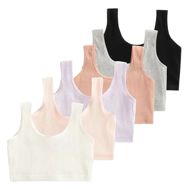 4 Pcs/Lot Teen Girl Sports Bra Kids Top Camisole Underwear Young Puberty Small Training Bra For 8-16 Years Girls Training Bra