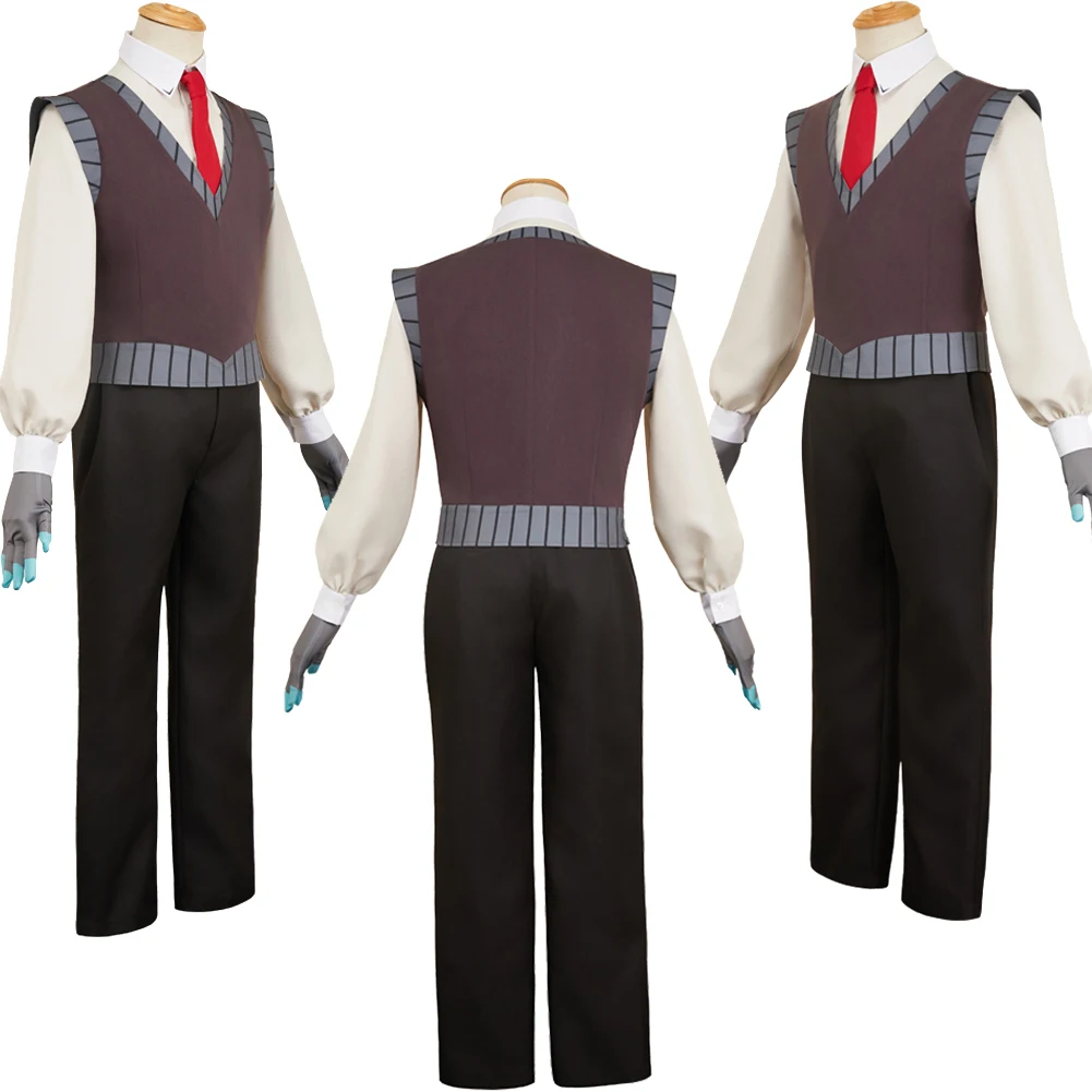 تمويه الجحيم نزل 2 VOX تأثيري رمادي البدلة سترة أعلى زي قبعة الملابس مجموعة ملابس ملابس الهالوين أغطية الرأس كرنفال حفلة