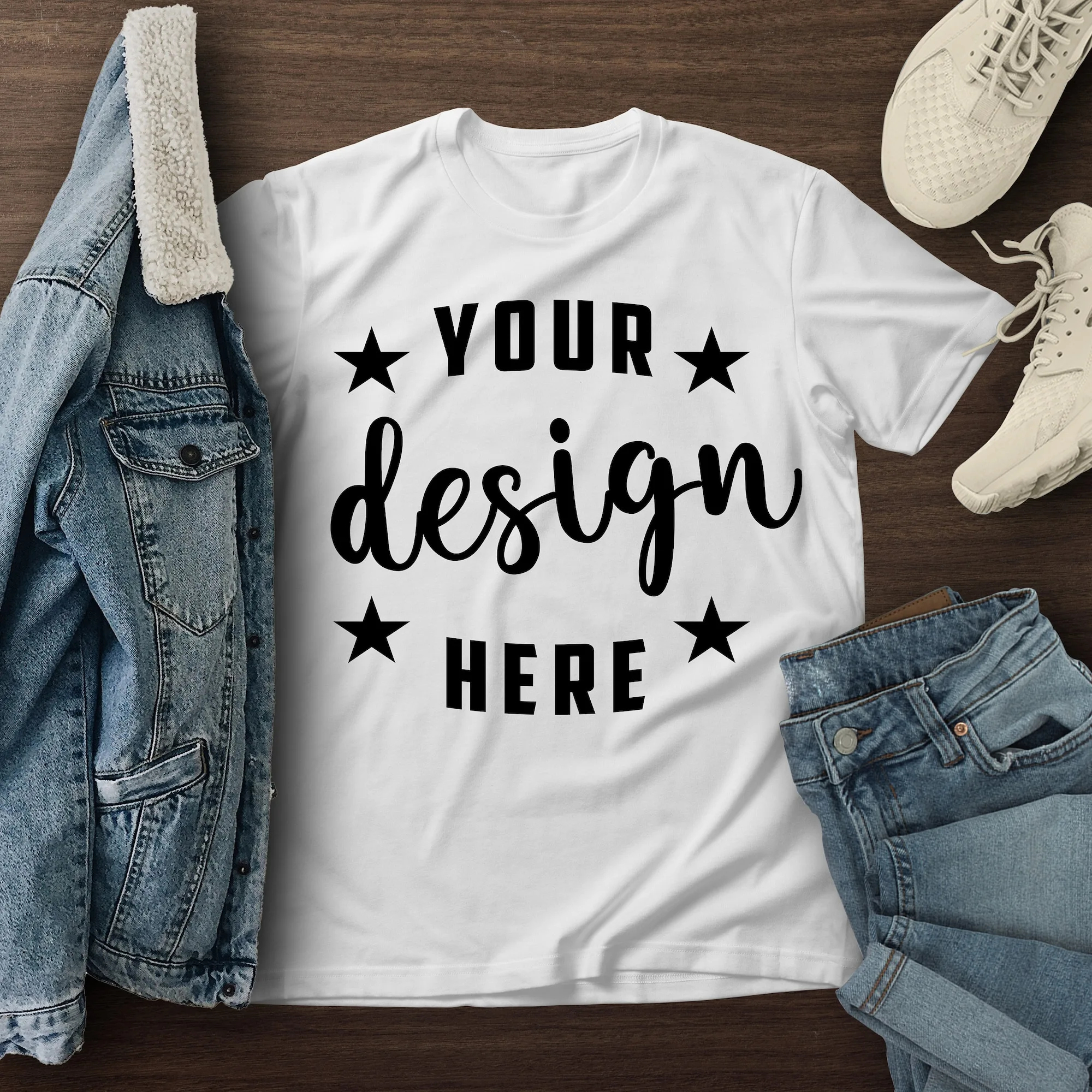 Black White T Shirt Mockups Flat Lay Digital Download