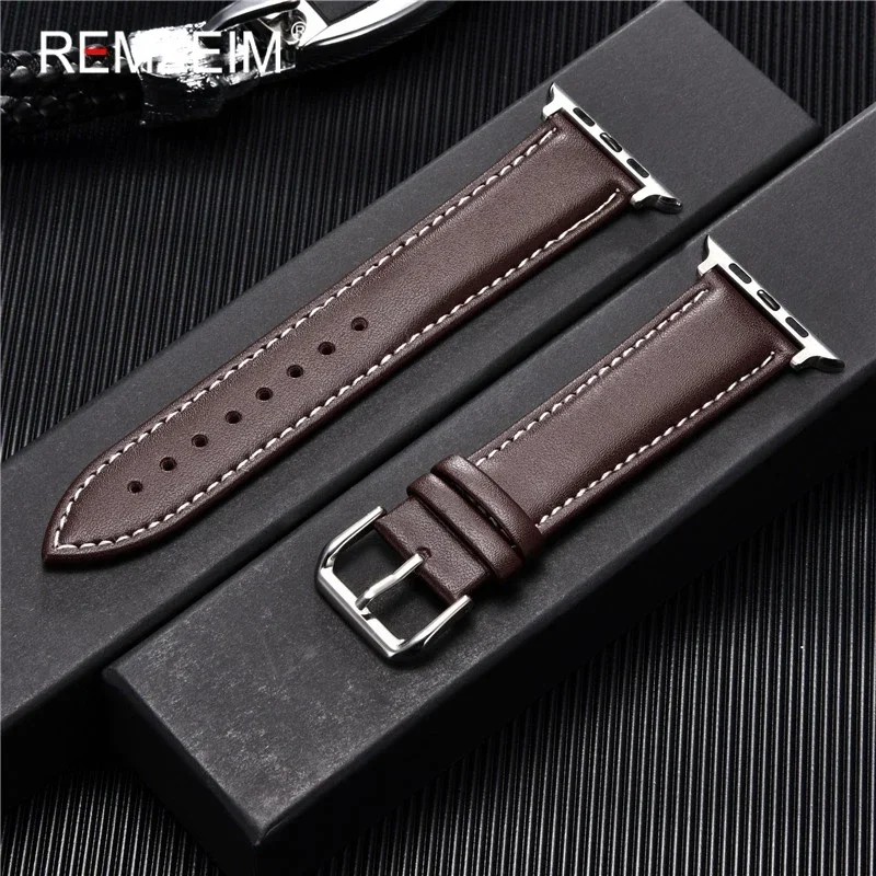 Herren Business PU-Leder Smartwatch-Armband für Apple Watch 38/40/41/42/44/45/46/49mm für iWatch 1-11 SE Ultra 3 2 Handgelenksband – Detail 6
