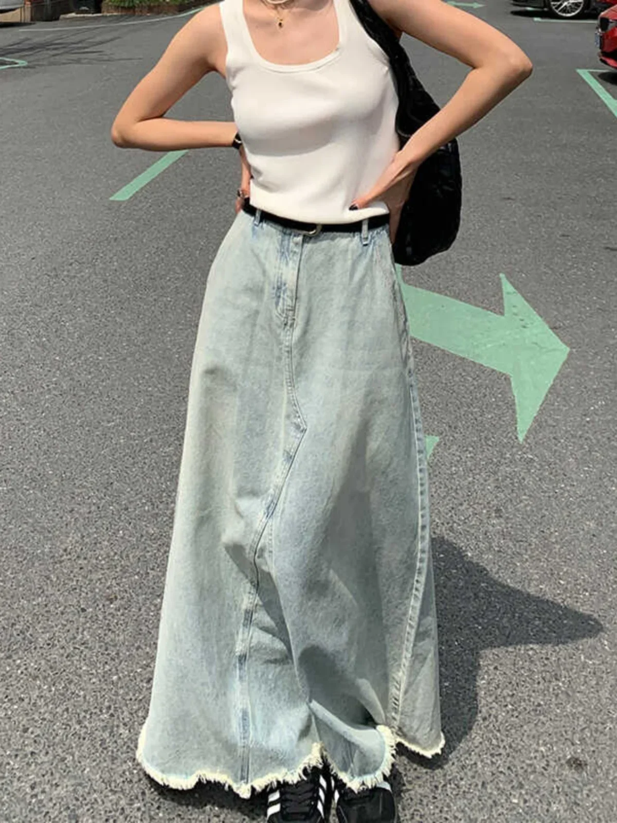 

Women's Blue A-line Long Skirt Vintage Y2k Skirt Harajuku Korean Streetwear Fashion Elegant Skirt 2000s Clothes Autumn