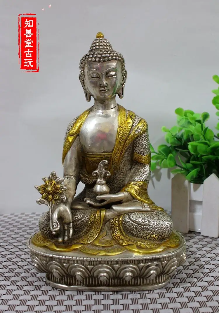 Antique Bronze Ware, White Copper, Gilded Silver, Gold Clothes, Buddha and Bodhisattva Decorative Gift Collection