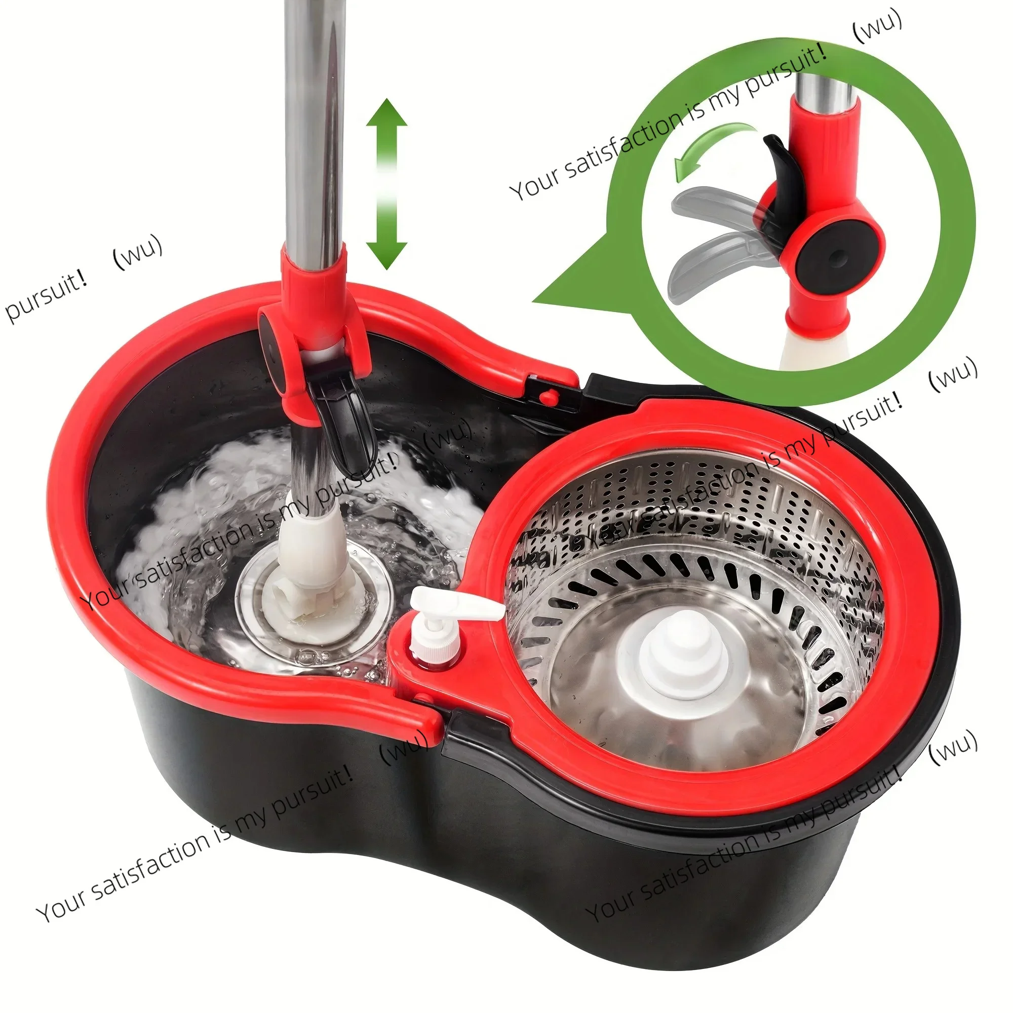 For Heavy Duty 360° Spin Mop & Bucket System Wringer 3 Microfiber Mop Heads Adjustable Handle Easy Floor Cleaning Grey