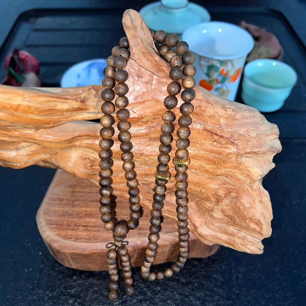 For reciting the Qur 'an Tasbih Muslim Prayer Beads Islamic 99pcs =（33x3） 7MM  Natural Hainan kinan Cambodia Agarwood Raw Wood