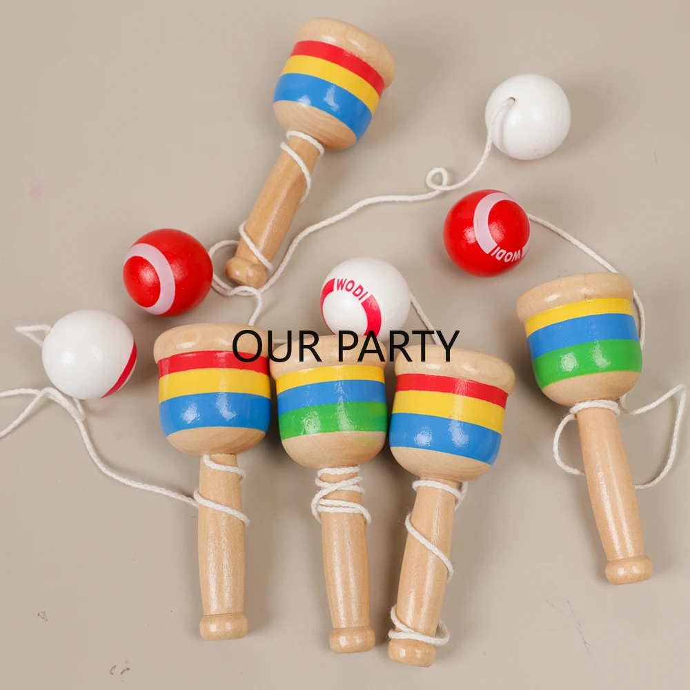 2Pcs Montessori Wooden Skill Sword Cup Ball Games Educational Toys for Kids Birthday Party Favors Pinata Fillers School Prizes