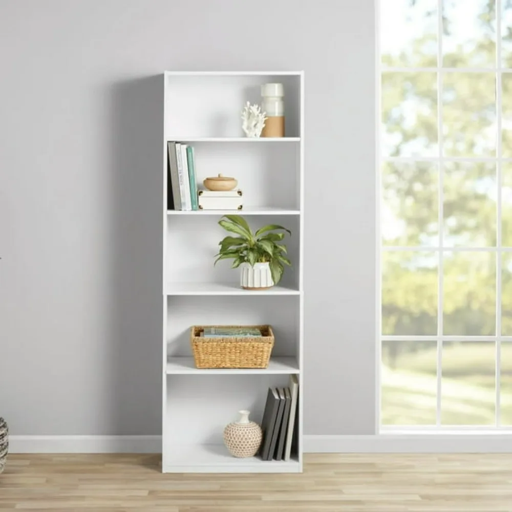 Mainstays Bücherregal mit 5 Regalen und verstellbaren Regalen, echte schwarze Eiche