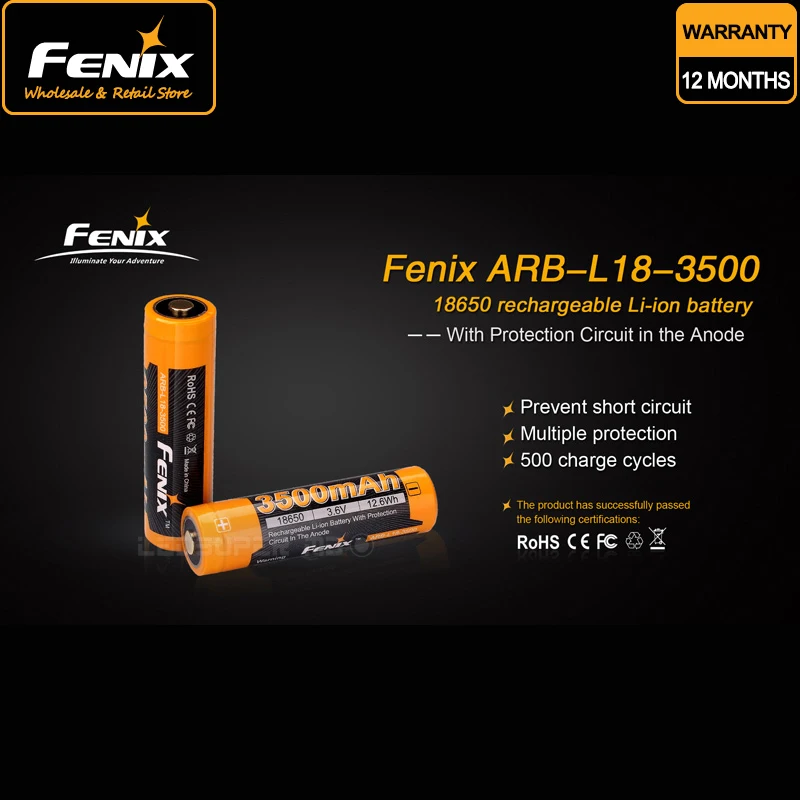 Портативный аксессуар для осветительного оборудования FENIX ARB-L18-3500, перезаряжаемая литий-ионная батарея 18650, 3.6В, 3500мАч
