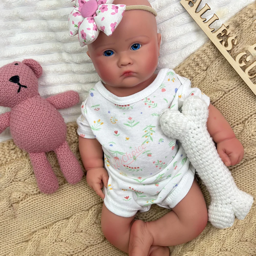 

18" Ultra Realistic Silicone Reborn Baby Girl Blue Eyes Veins Reborn Doll Weighted Soft Touch Newborn For Premium Collectible