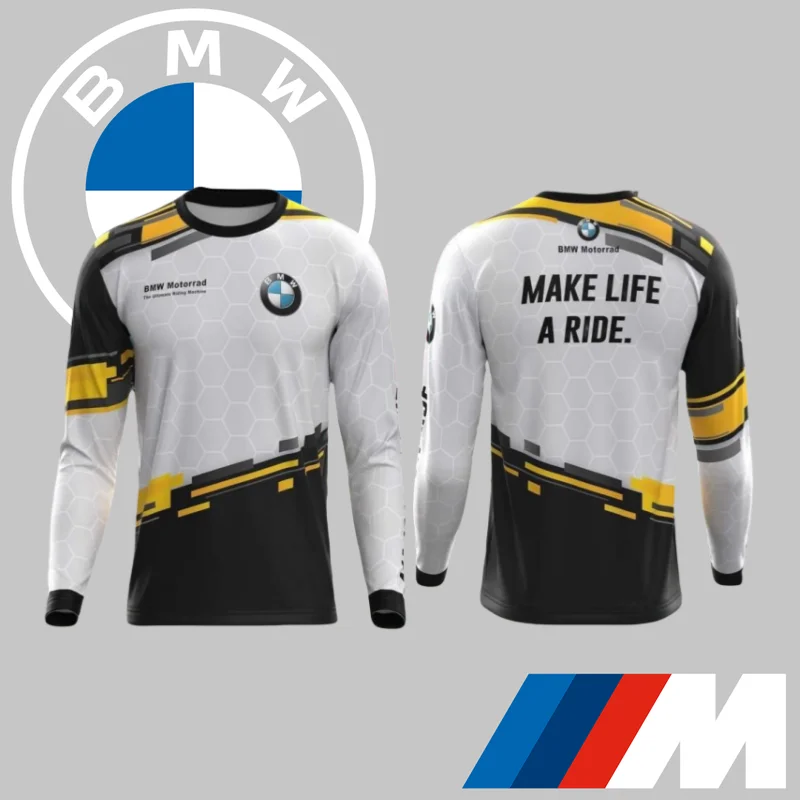 

Новая мужская быстросохнущая брендовая футболка BMW с длинными рукавами, роскошный спортивный автомобиль, удобный повседневный дышащий топ для внедорожного мотоцикла