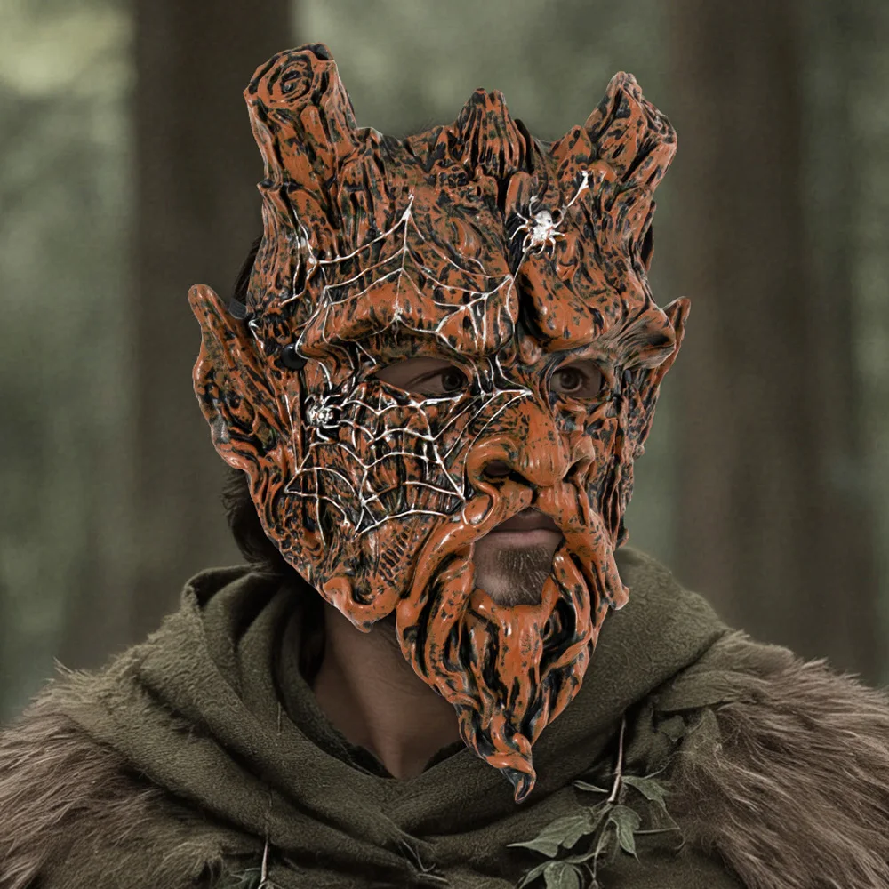 Tree Spirit Mask Cosplay Half Face Tree Monster Skull Masks Halloween Carnival Masquerade Dress Up Party Costume Props