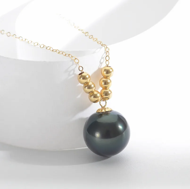 Huge 13mm Genuine Black Green Perfect Round Pearl Pendant Necklace Women Jewelry Wedding Party Gift 925 Sterling Silver 0288