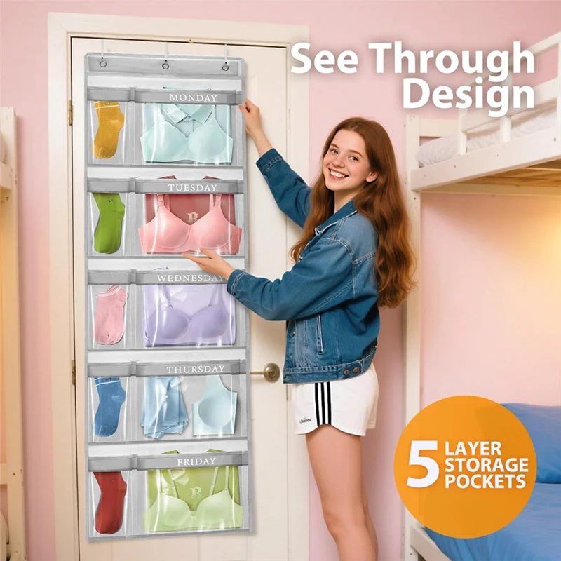 أرفف VOFUN-Closet للأطفال، منظم تعليق للملابس الأسبوعية، تخزين ملابس يوم الأسبوع من الاثنين إلى الجمعة #2