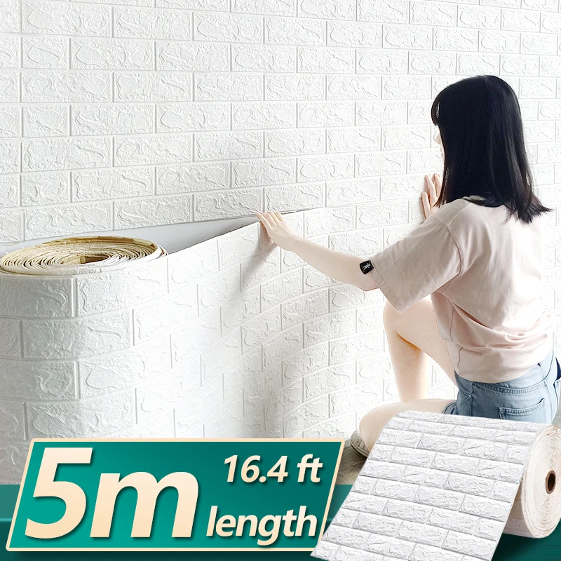 

5m Long 3D Wall Sticker Imitation Brick Bedroom Waterproof Self-adhesive Home Decor DIY Wallpaper For Living Room TV Backdrop